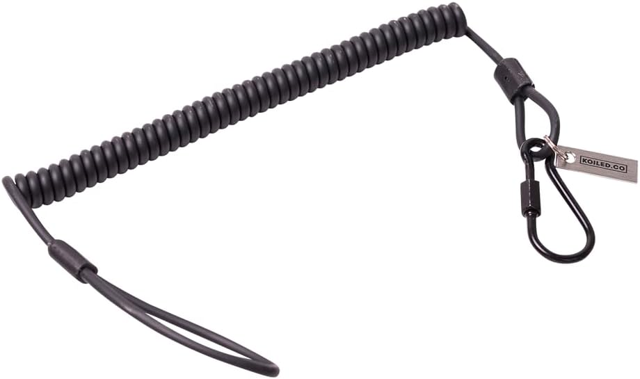 Military-Grade Braided Kevlar Cord Heavy Duty Retractable Lanyard - Carabiner Clip, 265lb/120kg Breaking Strength - Security Belt, Key Chain, Tether Strap for Weapons, Guns, Keys, Tactical Gear
