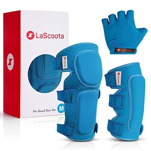 Kids Blue Roller Skates Protective Gear Set with Knee & Elbow Guards, Wrist Gloves, Medium