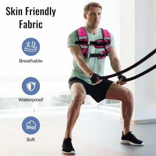 Zeerun Weighted Vest Pink 15 lb Men Women Fitness Workout Gear