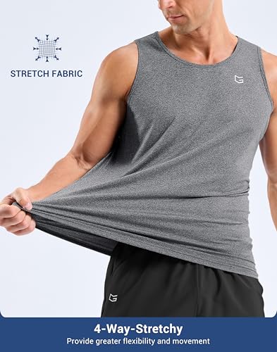 Men's Sleeveless Workout Muscle Tank Top Large Grey Heather - G Gradual