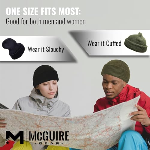 M MCGUIRE GEAR Warm Wool Military GI Watch Cap, 100% Wool US Made Tactical Beanie, Winter Hat for Men and Women - One Size