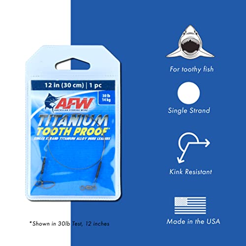 AFW Titanium Fishing Leader 12 Inch 50 lb Test Black - Single Strand