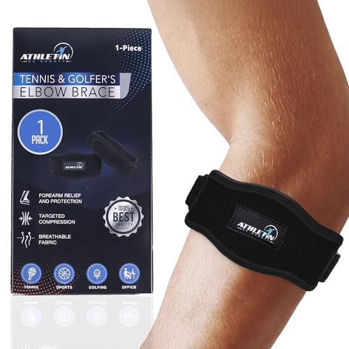 Elbow Compression Brace Support Strap for Tennis, Golfer's Elbow Pain Relief, Tendonitis, Sports Injuries, 1 Pack
