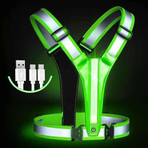 LED Reflective Running Vest, Light UP Reflective Vest, Safety Light Gear for Night Walking Cycling for Women Men Kid
