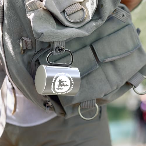 Glow-in-The-Dark Stainless Steel Camping Mug with Carabiner Handle | Double-Wall Vacuum Insulated, Compact & Lightweight 9.5oz Cup for Hiking, Backpacking