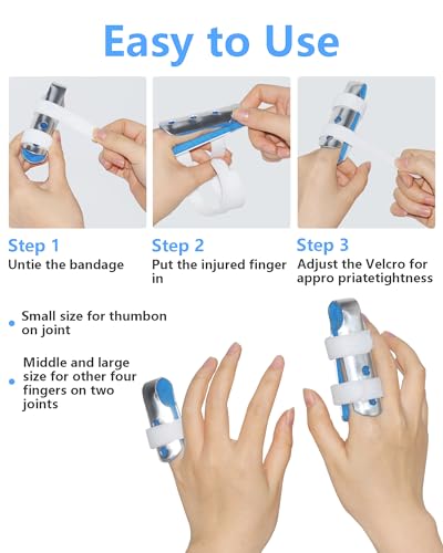 Large Metal Finger Splint Support Brace 2PCS Blue All Sizes