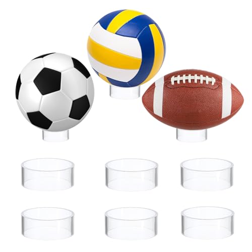 Hipiwe 2.6 Inch Clear Plastic Soccer Ball Display Stands - Pack of 6