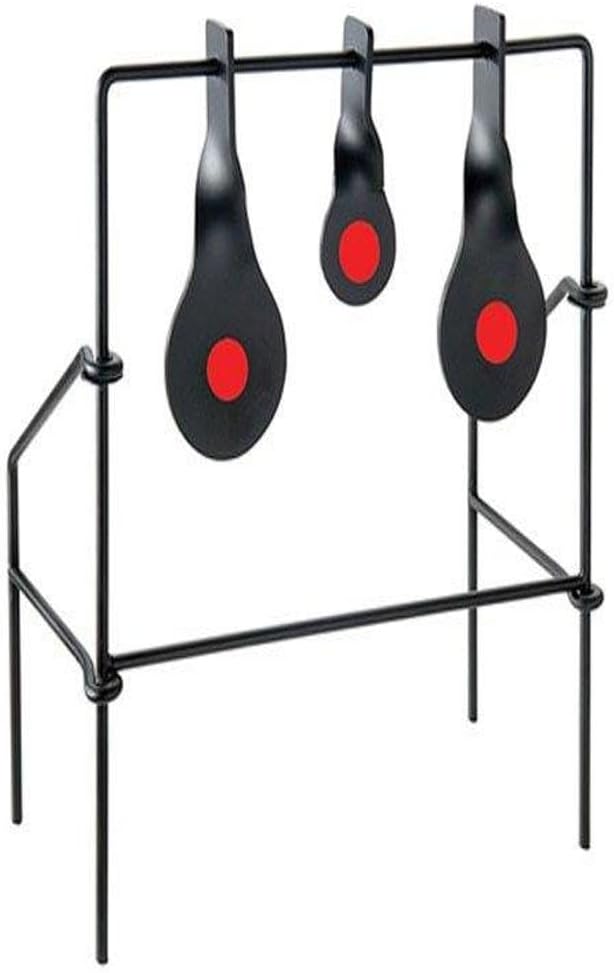 EZ Aim Metallic Triple Spinner Target System, Rimfire .22 Cal. and Air Guns, Shooting Target 12"W x 13"H, Black/Red