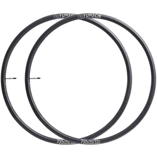 YUNSCM 2-PCS 700x25C/28C/30C/32C Bike Tubes FV48mm Presta Valve Premium Butyl Rubber 700C Bicycle Tubes Compatible with 700 x 25C 700x26C 700x28C 700x30C 700x32C Bike Tire Tubes (G-276)