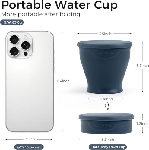 TakeToday Collapsible Travel Cup 8oz - Dark Green, Charcoal, Navy & Orange 4-Pack