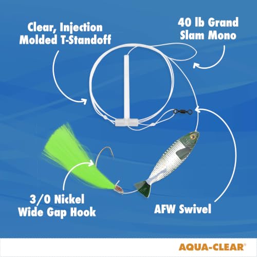 Aqua-Clear Hi-Lo Fishing Rig Teaser Lure Green/Silver Saltwater Tackle for Flounder Fluke Sea Trout Croaker