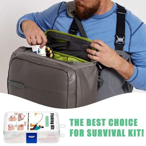 Mini Fishing Kit Set with Case - 24 Pack Emergency Survival Tackle for Outdoors