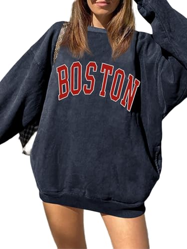 Women's Oversized Crewneck Sweatshirt - Navy Large / 32# Casual Loungewear