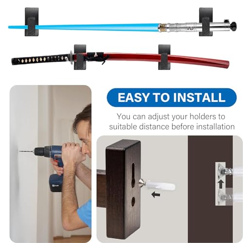 WLSANX Wooden Lightsaber Rack Wall Mount Brown Display Stand