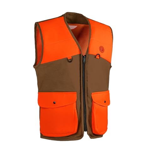 Large Upland Hunting Vest with Multi Pockets - Brown and Orange Bird Field Game Gear