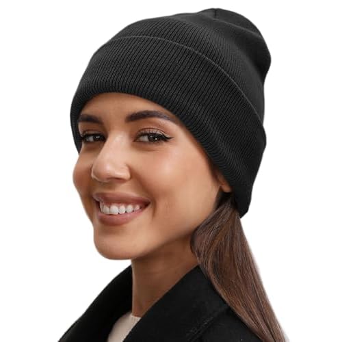 100% Cotton Beanie Hat- Unisex Ultra Soft Winter Warm Stretch Knit Cuffed Hats Fisherman Beanies Skull Cap