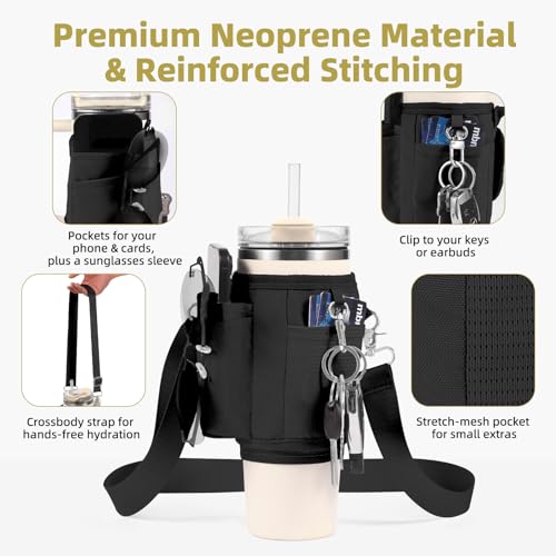 All Day Quencher Carry All for Stanley 40/30 oz Tumbler, Crossbody Bag with Phone Holder & Strap, Water Bottle Carrier Bag