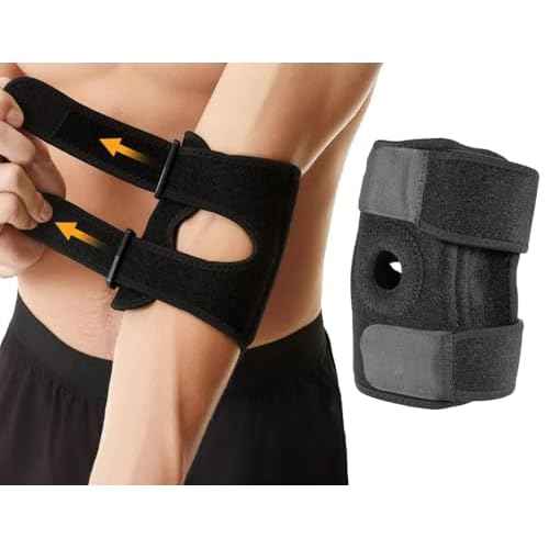 Elbow Brace for Tennis & Golfers Elbow - Compression Support with EVA Padding, Adjustable Straps, Pain Relief for Tendonitis, Arthritis, Post-Surgery Recovery - Unisex, Fits 6.7¡±-15¡± Arms
