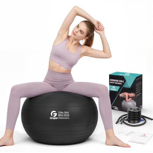 45cm to 75cm Anti-Burst Exercise Ball for Yoga, Pilates & Stability Training