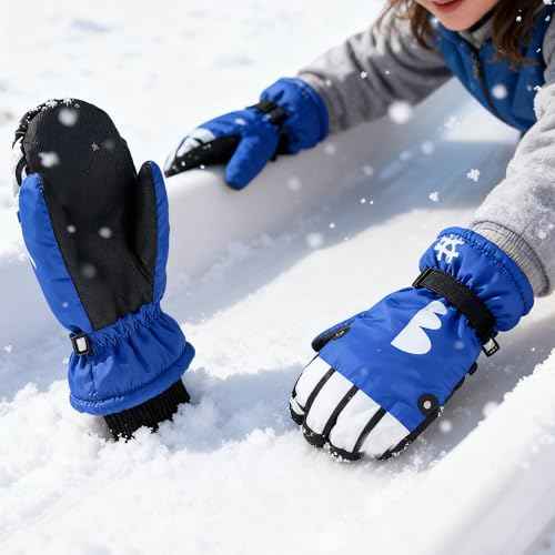 Kids Winter Warm Ski Gloves - Outdoor Mittens for Girls Boys 4-8 Years
