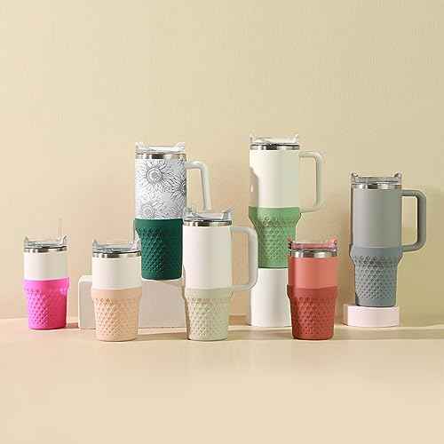 Silicone Boot for Stanley, Cup Bottom Protector Sleeve Accessories for Stanley Quencher H2.0 FlowState Tumbler 40oz / Adventure Quencher Tumbler 40oz (Cream)