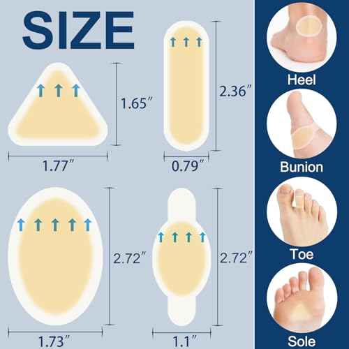 90 Pieces Blister Bandages for Feet Toes Hydrocolloid Gel Bandages Blister Pads for Prevention and Recovery