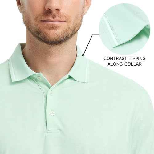 M MAELREG Mens Polo Shirts Short Sleeve Jacquard Performance Moisture Wicking Lightweight Casual Active Mens Golf Shirt
