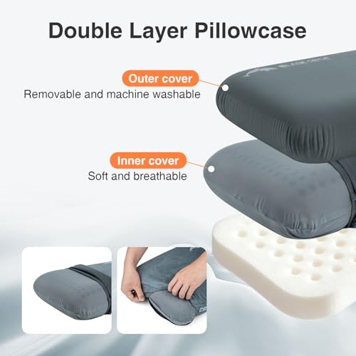Memory Foam Camping Pillow for Backpacking & Travel - Supports Neck & Deep Sleep