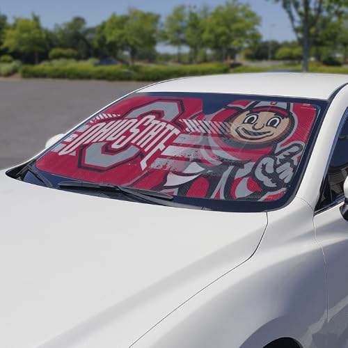 Ohio State Buckeyes Windshield Sun Shade - NCAA Vehicle Sun Protector with Team Logo