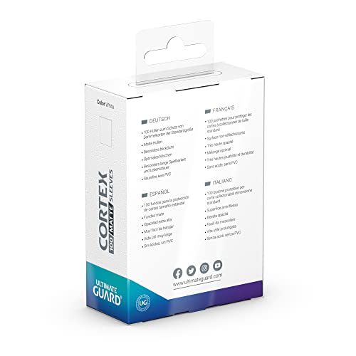 Ultimate Guard Cortex Card Sleeves - Standard Matte White 66 x 91mm, 100 Count