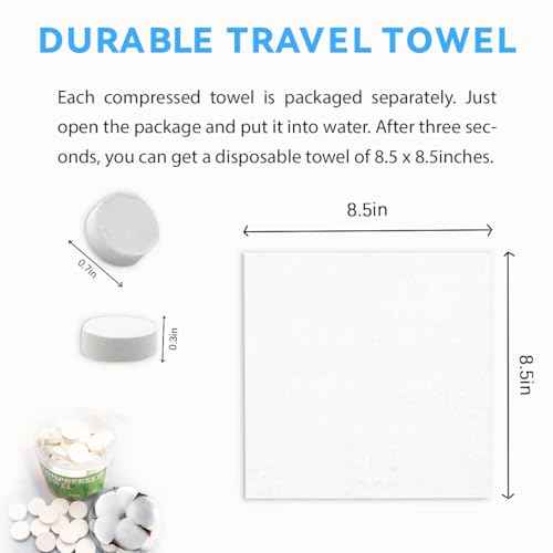 Compressed Towels Portable Disposable Compressed Cotton Coin Tissue Towel for Travel, Camping, Hiking, Sport, Beauty Salon, Home Hand Wipes 120Pcs (8.6in¡¿9in)