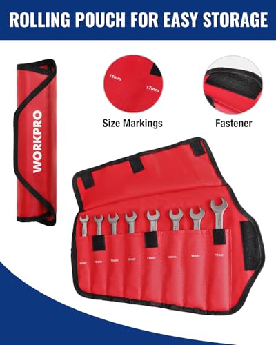 WORKPRO 8-Piece Ratcheting Combination Wrench Set SAE Nickel Plated - Durable & Versatile