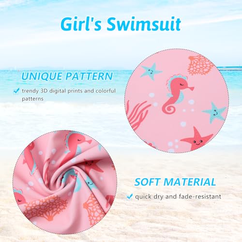 Girls Rash Guard Set Long Sleeve Swimsuit Bathing Suit 3-12 Years - Variation 5-6 Years / 009
