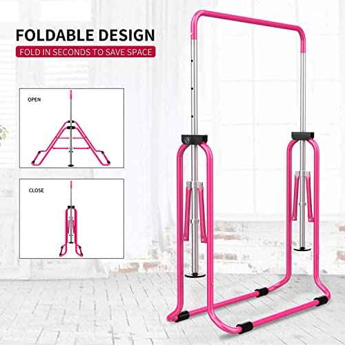 Tepemccu Expandable Gymnastics Bars, Adjustable Height Gymnastic Horizontal Bars, Children Folding Training Bar for Kids