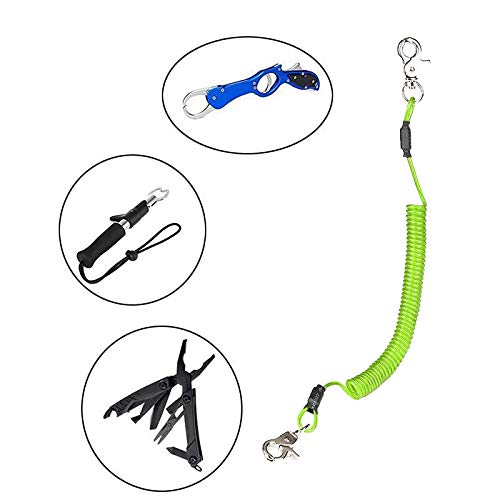 Sunshine Land Multi Color Fishing Heavy Duty Fishing (Pack of 4) Plastic Retractable Coiled Lanyard for Fishing Tools/Rods/Paddles