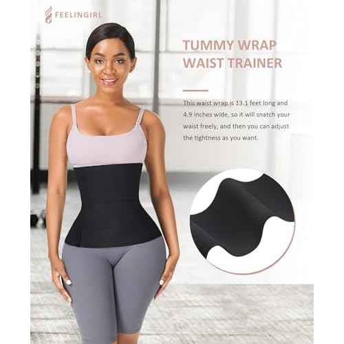 FeelinGirl Waist Trainer for Women Bandage Wrap Trimmer Belt Long Torso Tummy Wraps Belly Body Shaper Waist Trimmer Belt