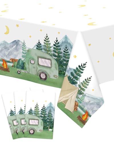 Waterproof Camping Tablecloth Set - 3 Plastic Rectangular Table Covers