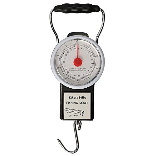 Fishing Hanging Scale 50 Lbs/22Kg Mechanical Dial Weight with Tape Measure - Portable Handheld
