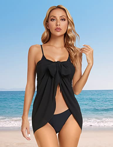 Large Black Women's Sarong Coverup Chiffon Bathing Suit Wrap Skirt - Lecieldusoir