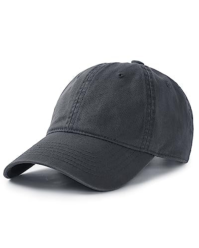 Unisex Vintage Washed Cotton Baseball Cap - Grey Medium-Large Dad Hat