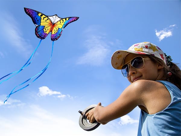 Honbo Rainbow Butterfly Kites for Kids & Adults, Easy to Fly, 300ft Line, Beginner Outdoor Kites for Family & Beach