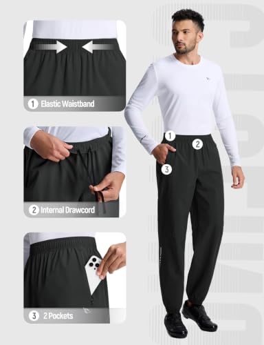 Men's Waterproof Cycling Pants - Breathable Bike Hiking Trousers, Large, Black
