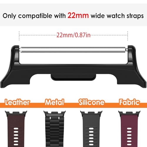 22mm Watch Band Connectors Compatible with Samsung Galaxy Watch 8 40mm/44mm/Classic 46mm - Stainless Steel Adapters