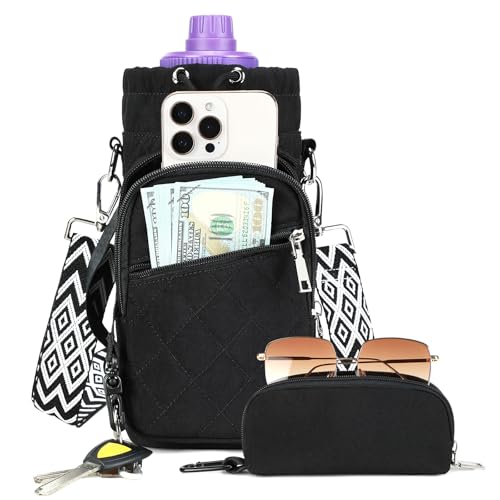 Water Bottle Carrier Bag with Strap, Water Bottle Holder Crossbody Bags for Women Men for Walking, Hiking,Cycling