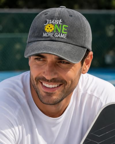 Pickleball Hat with Gift Box - Washed Adjustable Embroidered Baseball Cap - Black