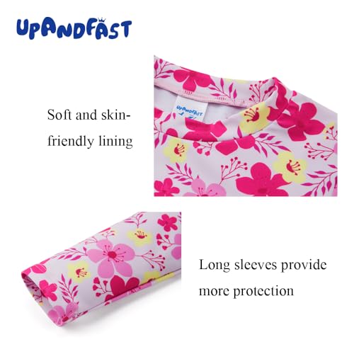 upandfast Girls Rash Guard Set Long Sleeve Two Piece Swimsuit with UPF 50+ Sun Protection for Girls 3-8 Years