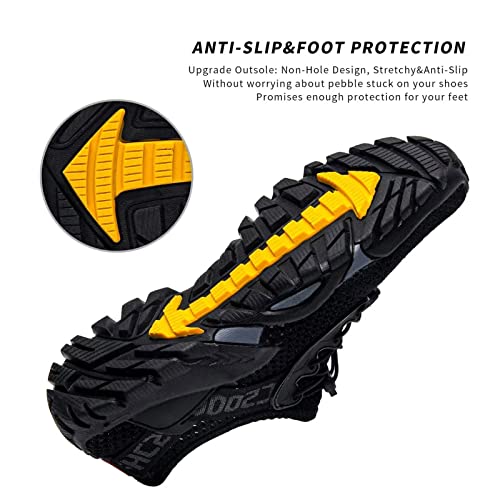 Water Shoes for Men Women Quick Dry Aqua Beach Swim Footwear - All Black, 13 Women / 11.5 Men