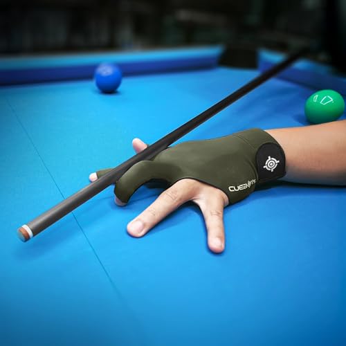 Medium Olive Left Hand Billiard Glove for Cue Control, Breathable Mesh, Adjustable Fit