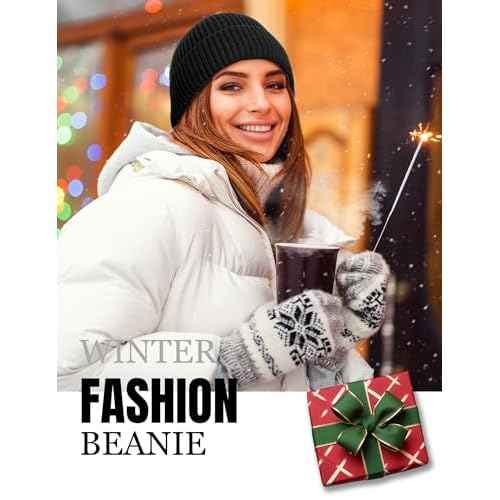 Fleece Lined Wool Fisherman Beanie for Men Women, Thermal Skull Cap Winter Hats, Cold Weather Warm Knit Cuffed Cap