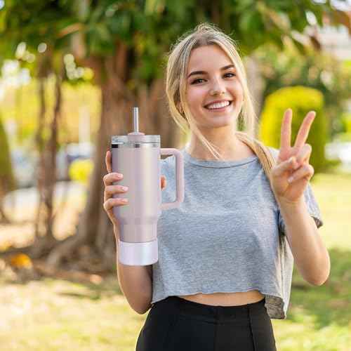 Vmini Silicone Boot with Dreamy Gradient for Stanley Quencher 40/30/20 oz Tumbler & IceFlow 30/20oz, Metallic Luster Cup Sleeve for 12-24oz Water Bottles, Cup Accessories for Stanley Bottom Protector